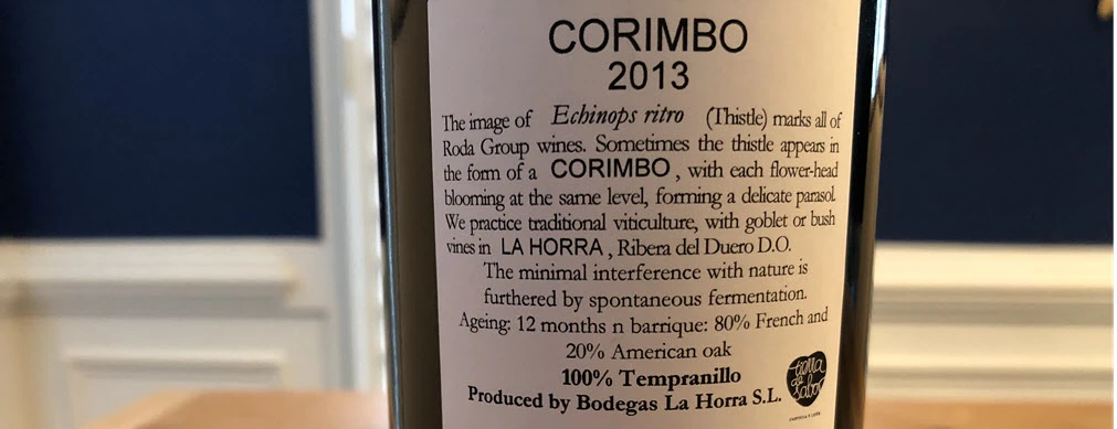 2013 Bodegas La Horra Corimbo Ribera del Duero