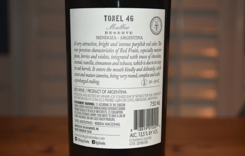 2014 Bodega Los Toneles Tonel 46 Reserva Malbec