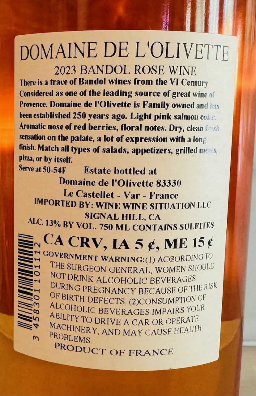 Domaine de L'Olivette Bandol Rose