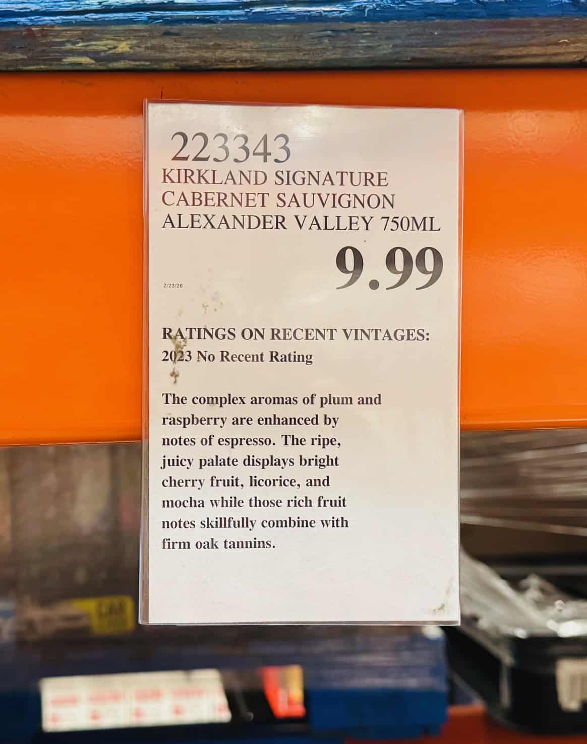 Costco Alexander Valley Cabernet Sauvignon