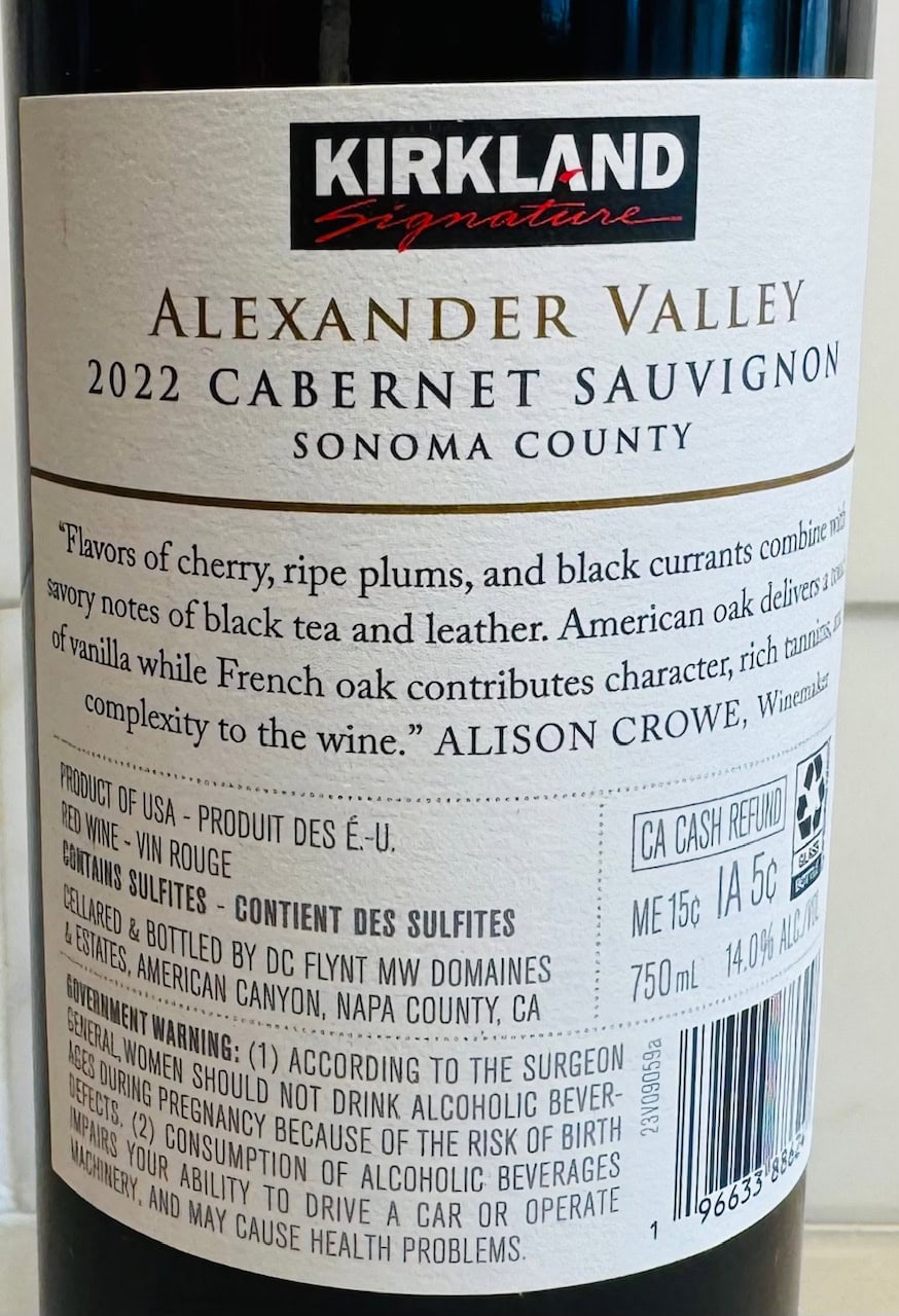 Costco Alexander Valley Cabernet Sauvignon