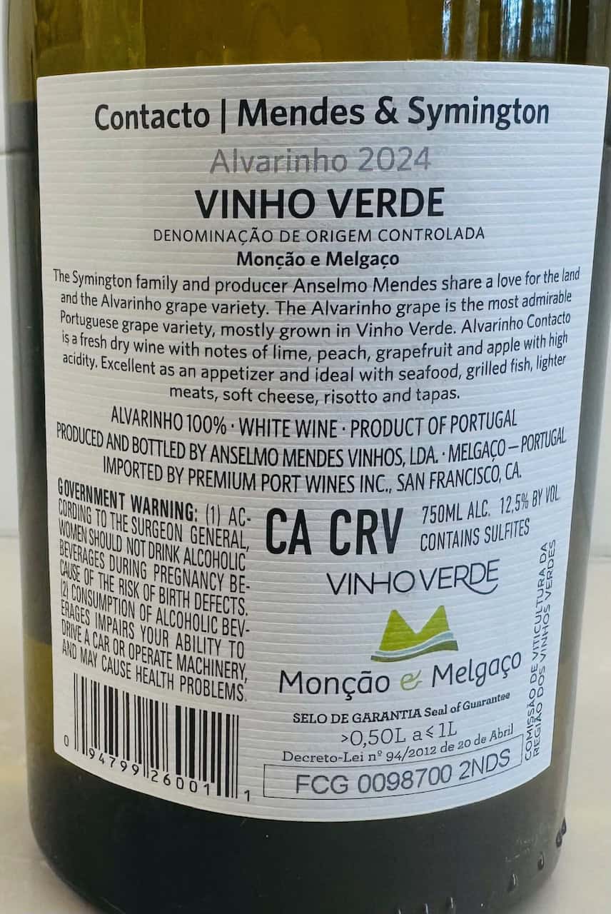 Mendes & Symington Contacto Alvarinho