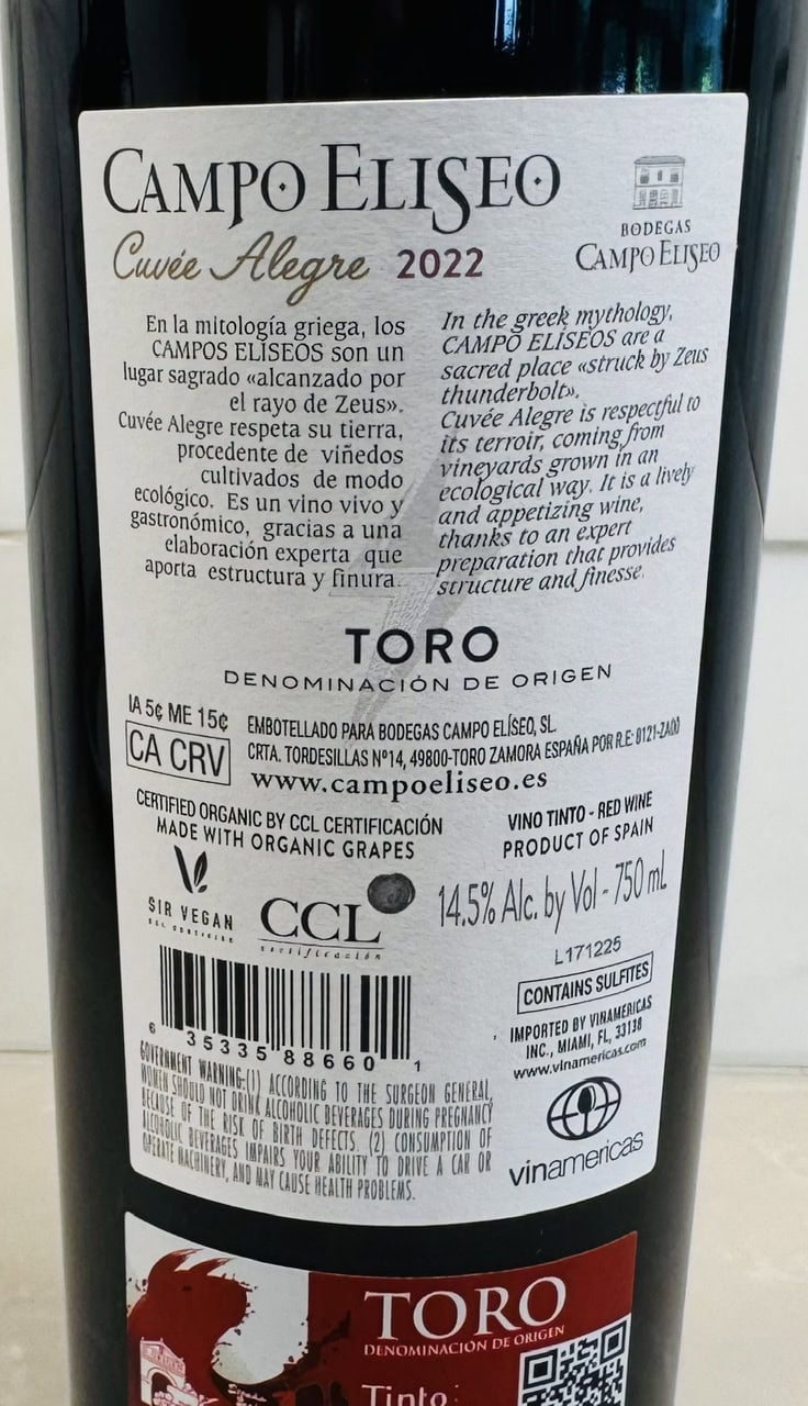 Bodegas Campo Eliseo Cuvee Alegre Toro