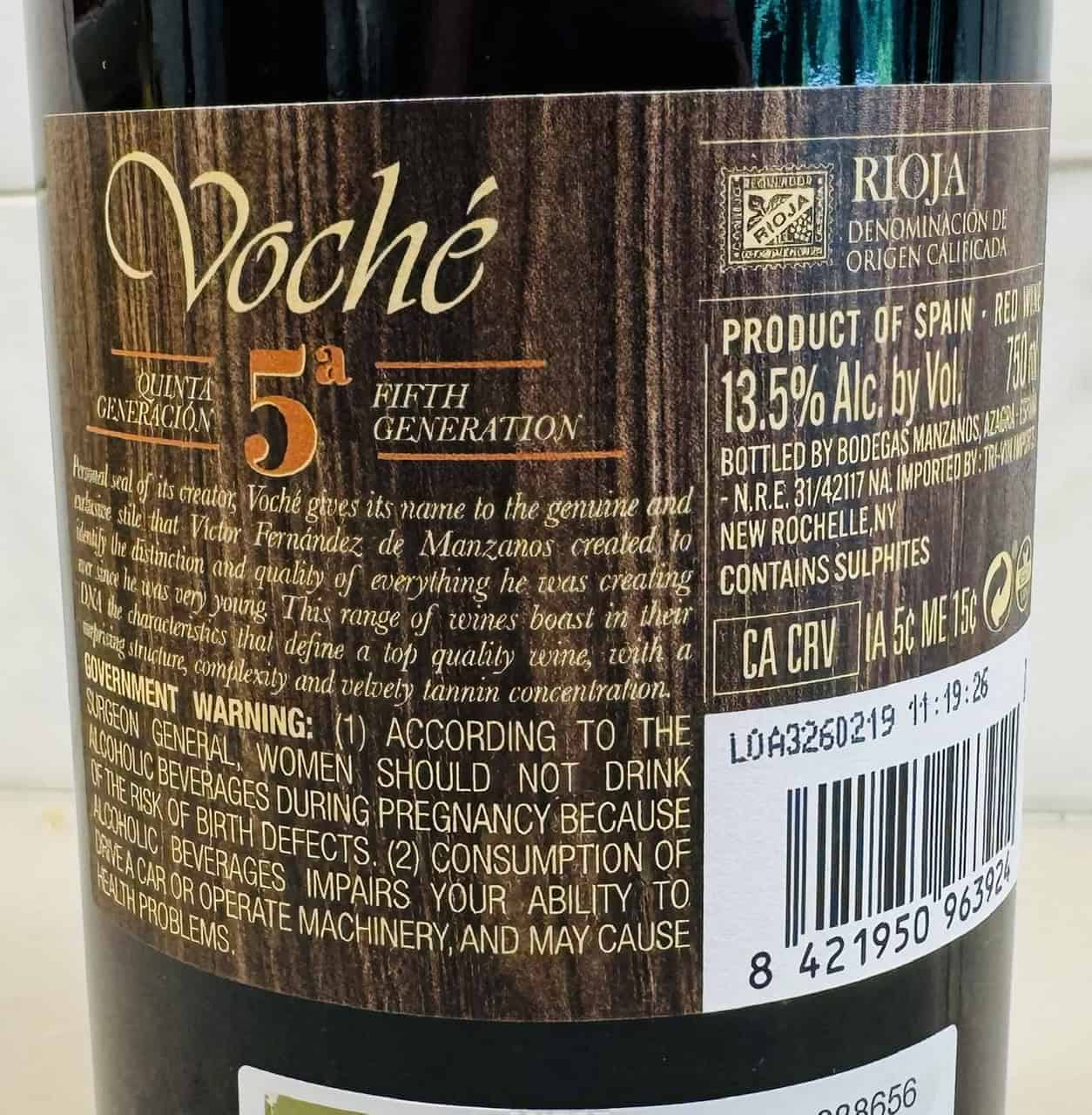 Bodegas Manzanos Voche 5 Generacion Rioja