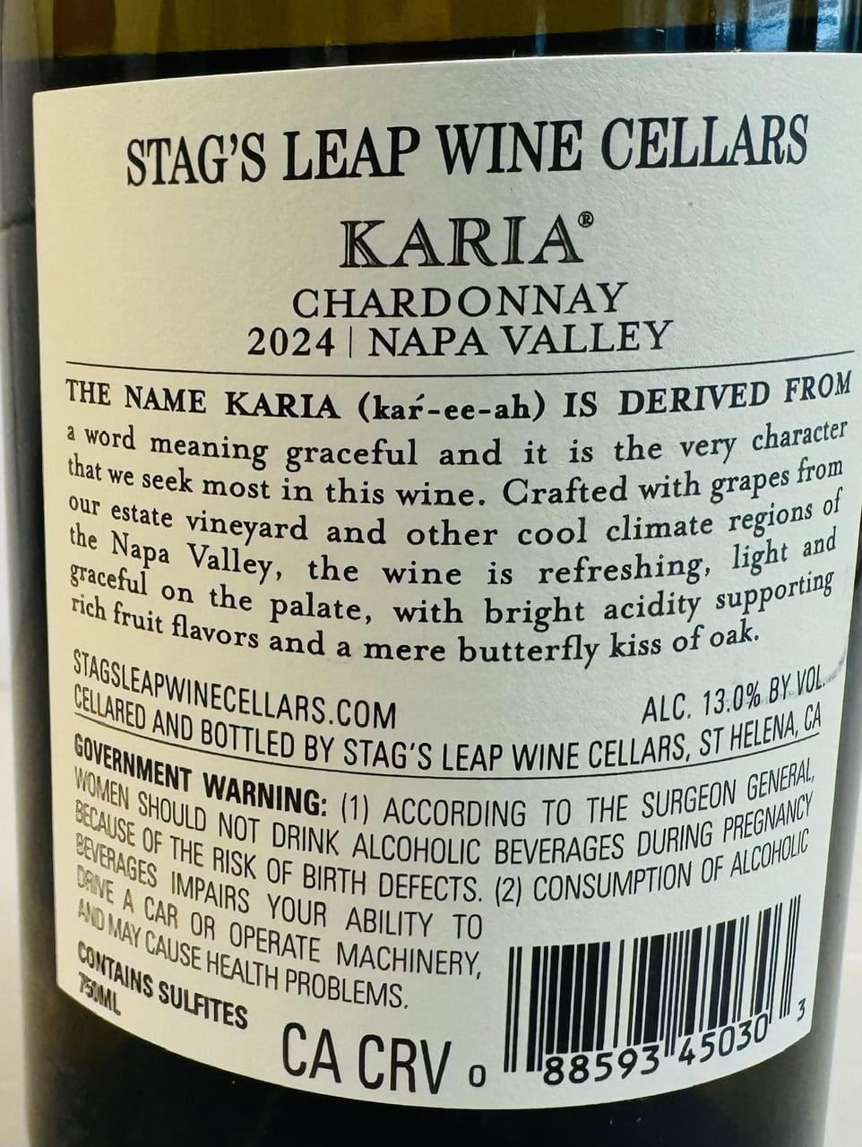 2024 Stag's Leap Wine Cellars Karia Chardonnay