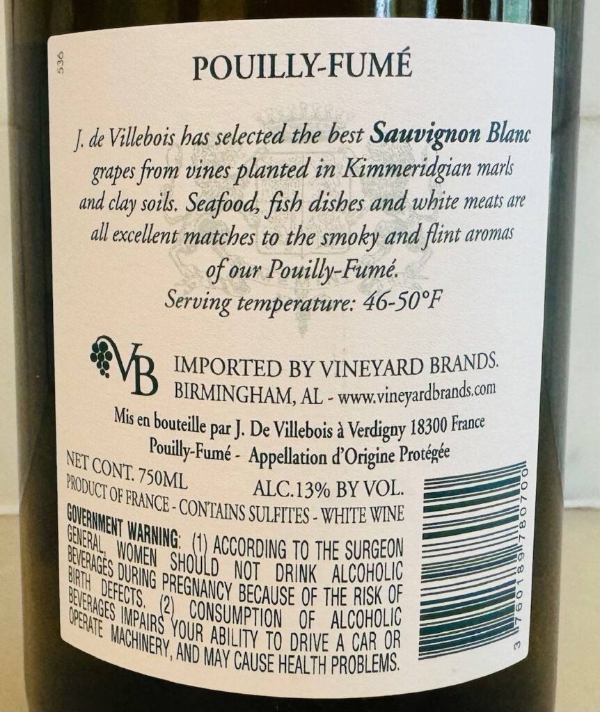 J de Villebois Pouilly Fume