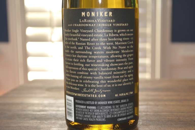 2016 Moniker La Ribera Vineyard Single Vineyard Chardonnay