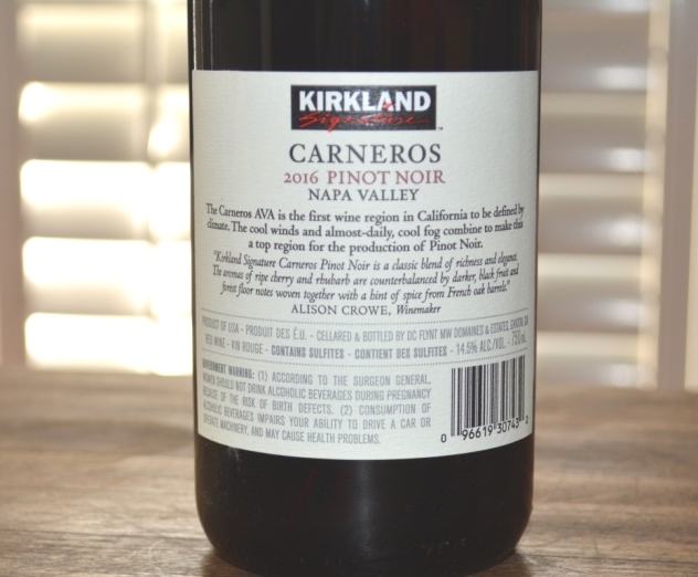 2016 Kirkland Signature Carneros Pinot Noir
