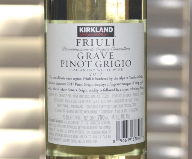 2017 Kirkland Signature Pinot Grigio Friuli 