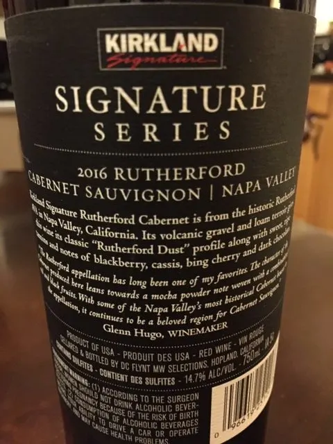 2016 Kirkland Rutherford Cabernet Sauvignon