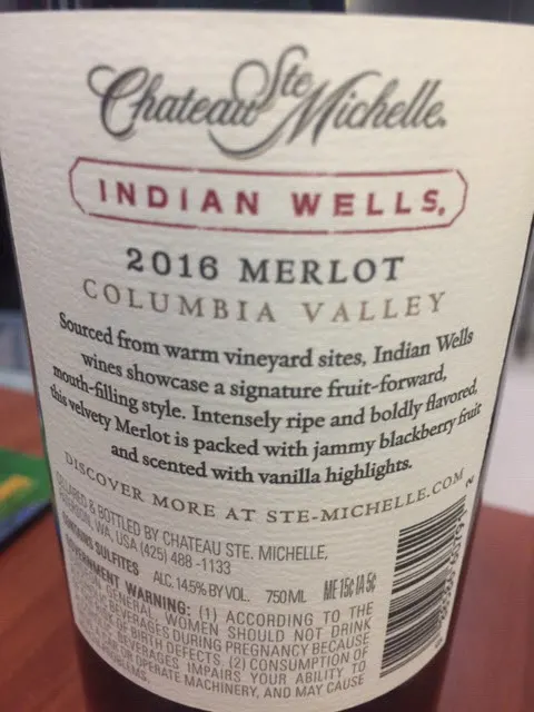 2016 Chateau Ste. Michelle Indian Wells Merlot