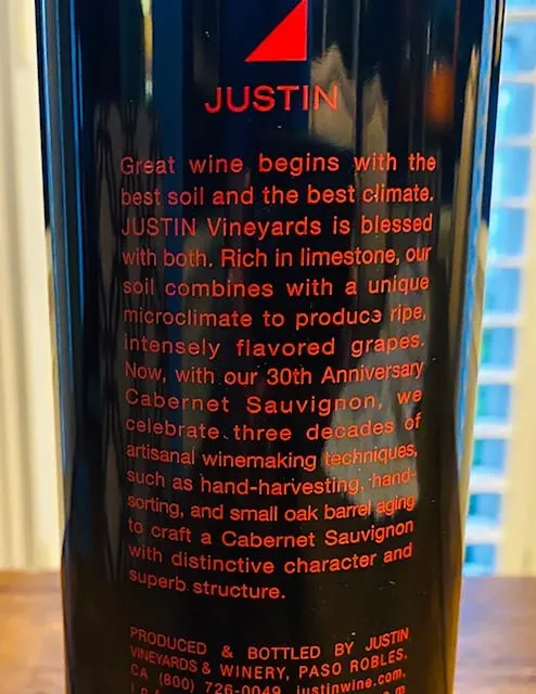 Justin Cabernet Sauvignon Paso Robles