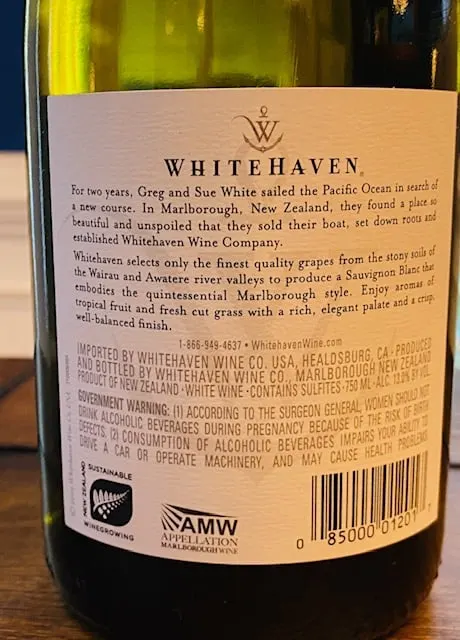 Whitehaven New Zealand Sauvignon Blanc White Wine, 750ml Glass Bottle 