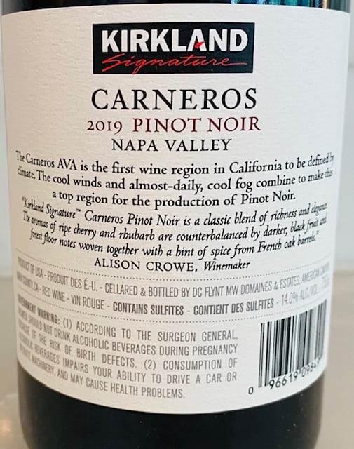 Kirkland Carneros Pinot Noir