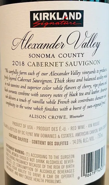 Kirkland Alexander Valley Cabernet