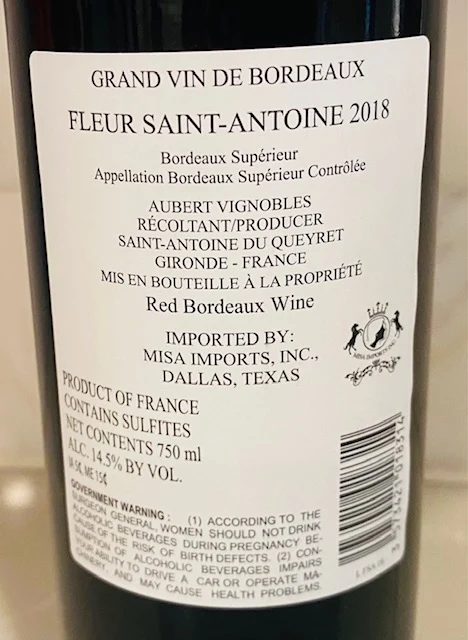 Antoine 2018 Bordeaux Chateau Saint Superieur Fleur Saint-Antoine