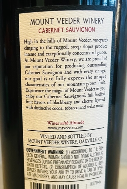 Mount Veeder Winery Cabernet