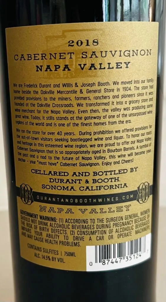 Durant & Booth Bourbon Barrel Aged Cabernet Sauvignon