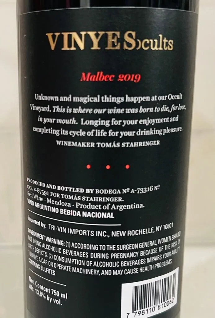 Vinyes Ocults Malbec