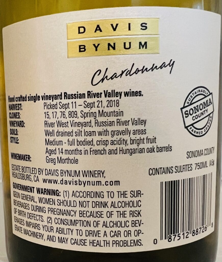 Davis Bynum River West Vineyard Chardonnay