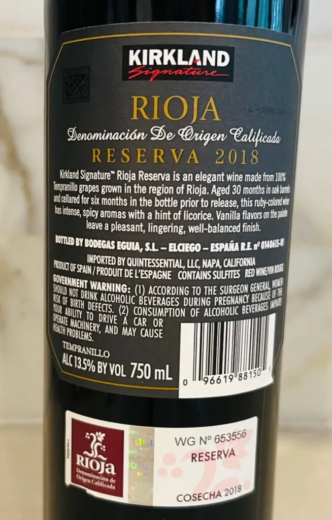 2018 Kirkland Signature Rioja Reserva