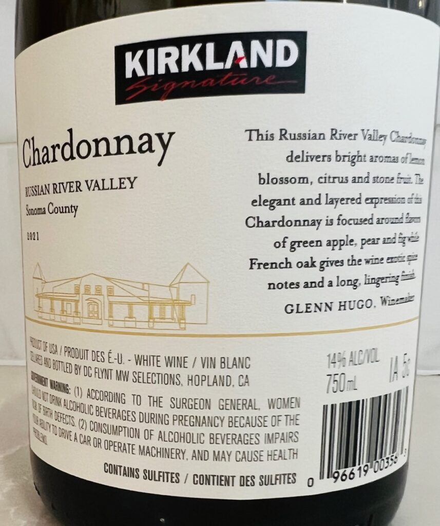 Kirkland Russian River Chardonnay Sonoma