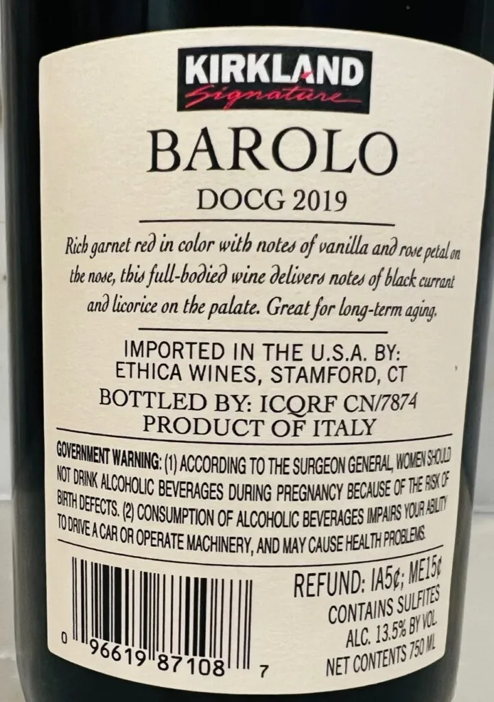 2019 Kirkland Signature Barolo