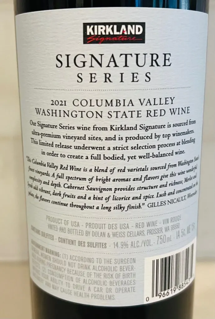 2021 Kirkland Signature Columbia Valley Red Wine