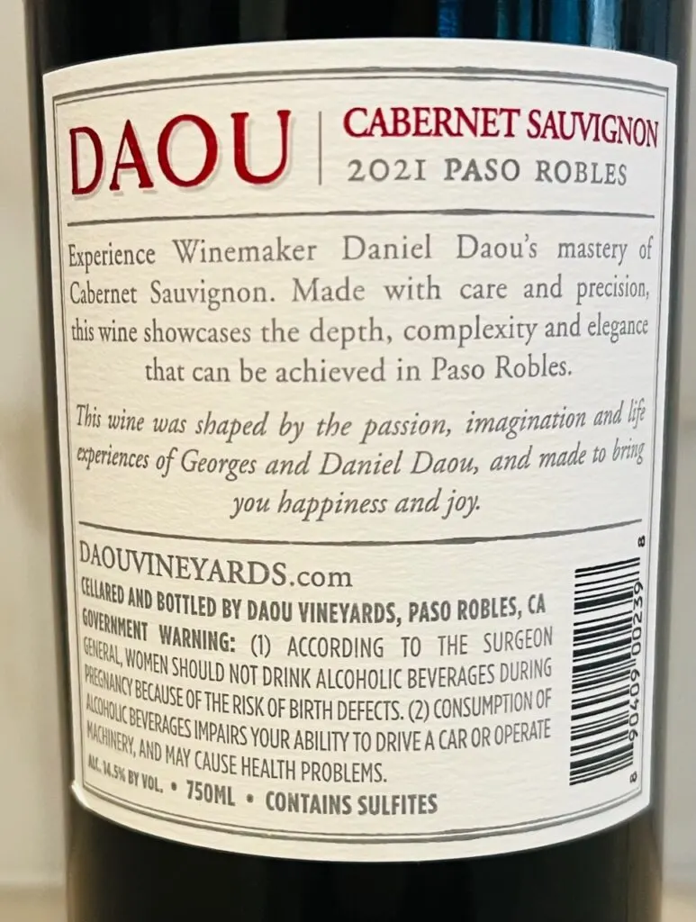 2021 DAOU Cabernet Sauvignon Paso Robles