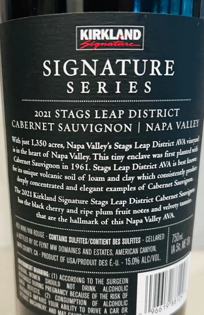 2021 Kirkland Signature Stags Leap District Cabernet Sauvignon