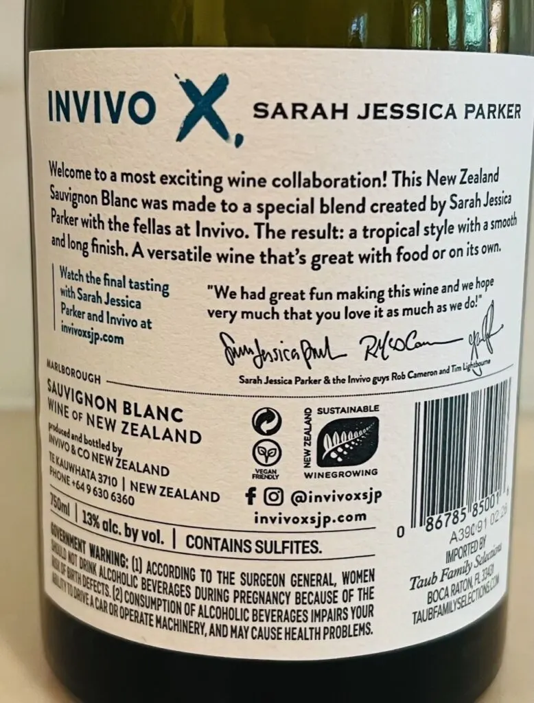 2022 Invivo X by Sarah Jessica Parker Sauvignon Blanc