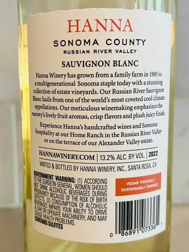 Hanna Sauvignon Blanc Russian River Valley