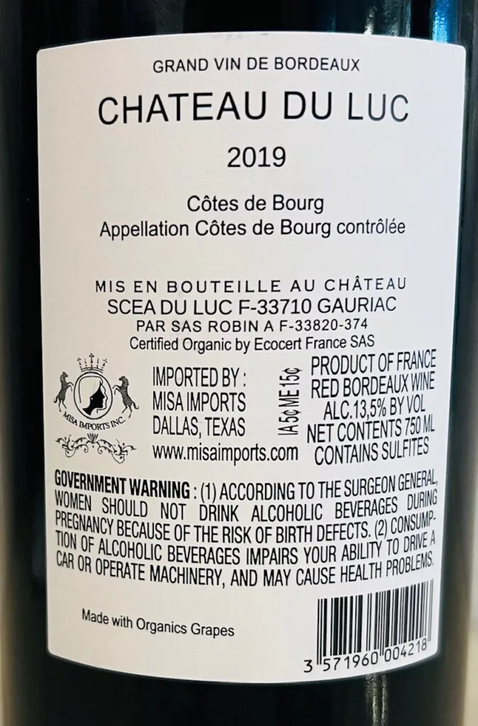 2019 Chateau du Lac Cotes de Bourg Bordeaux