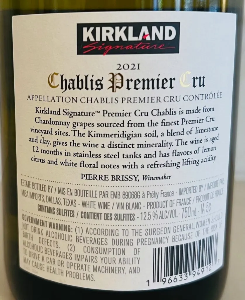 Kirkland Signature Series Premier Cru Chablis