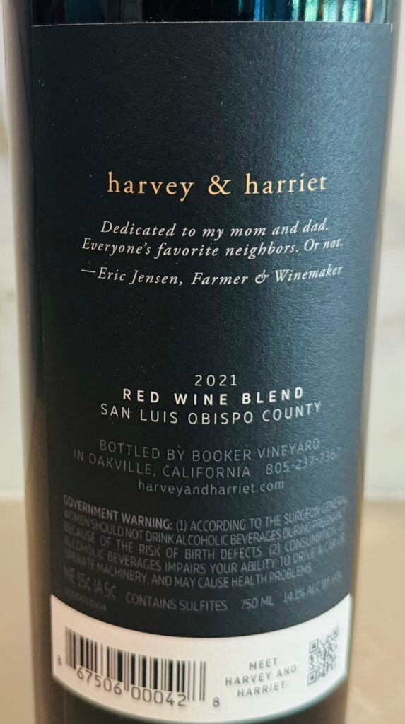 2021 Harvey and Harriet Red Blend