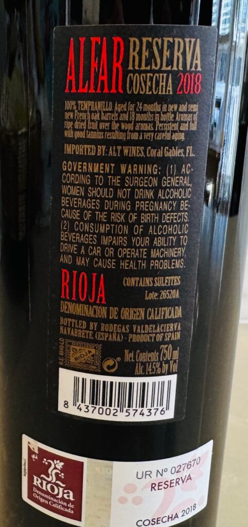 Alfar Rioja Reserva