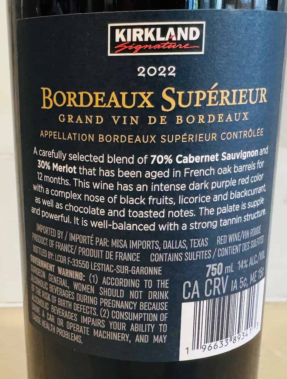 Kirkland Signature Bordeaux Superieur