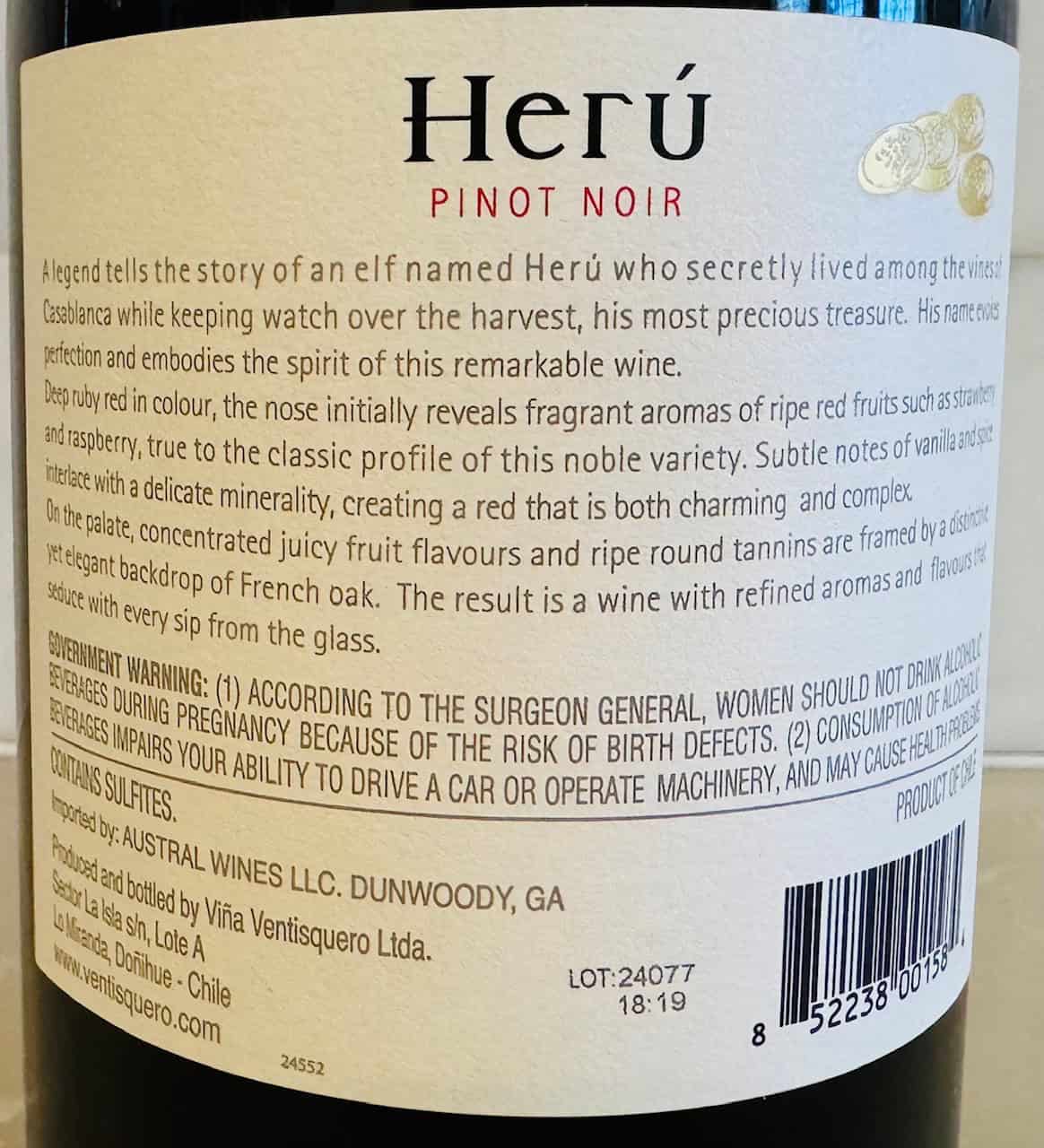 Vina Ventisquero Heru Pinot Noir Casablanca Valley