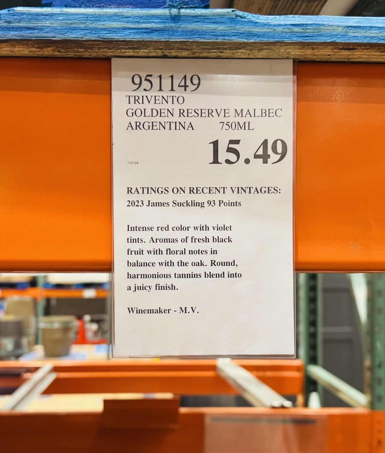 2023 Trivento Golden Reserve Malbec