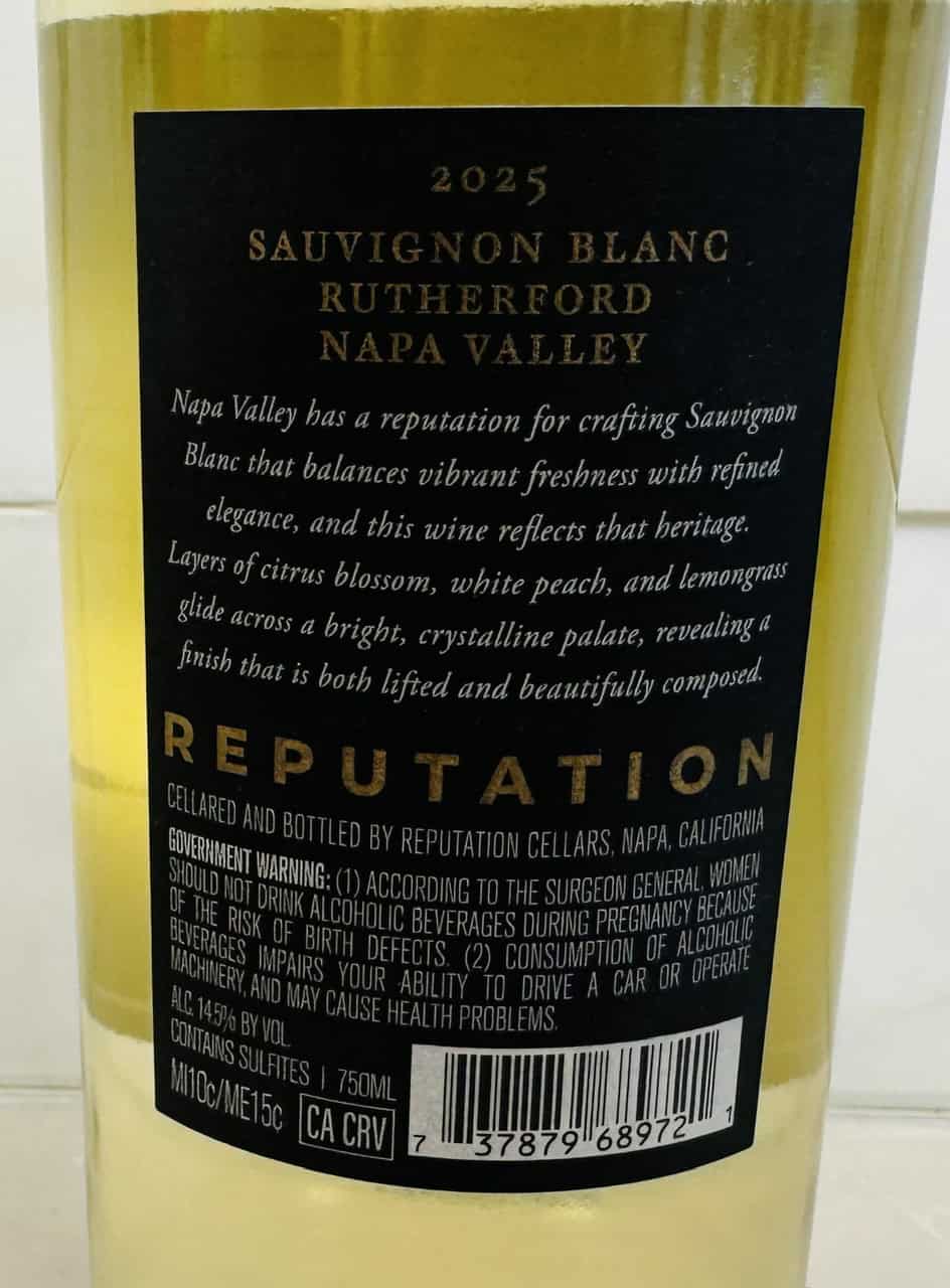 2025 Reputation Cellars Sauvignon Blanc Rutherford