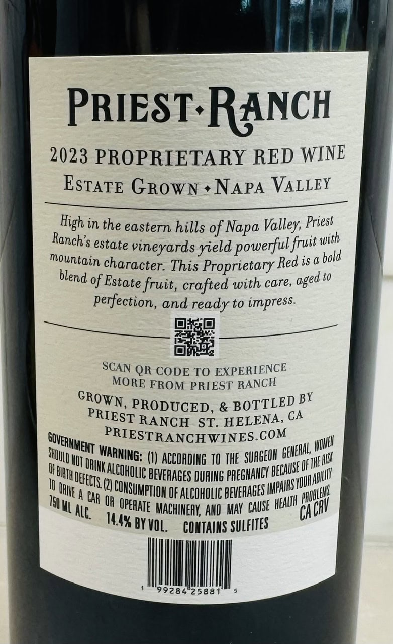 2023 Priest Ranch Napa Valley Proprietary Red Blend