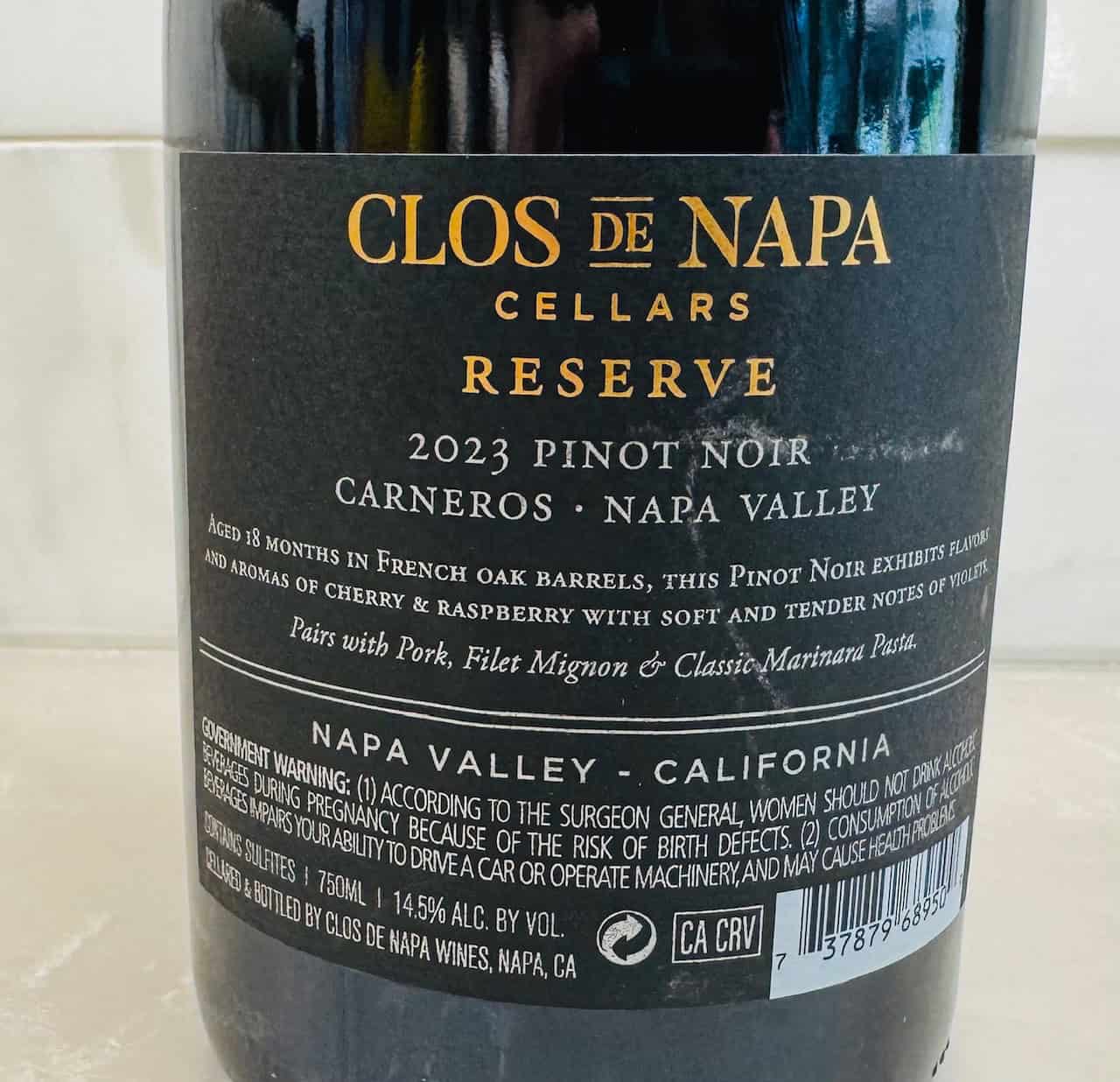 Clos de Napa Carneros Pinot Noir Reserve